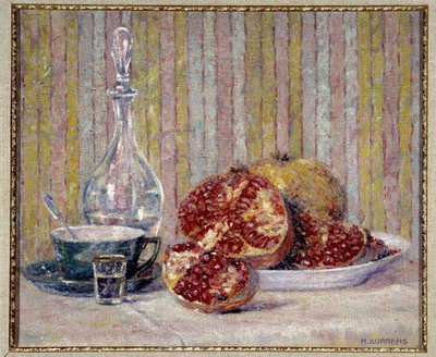 Stilleven met granaatappels door Henri Aurrens