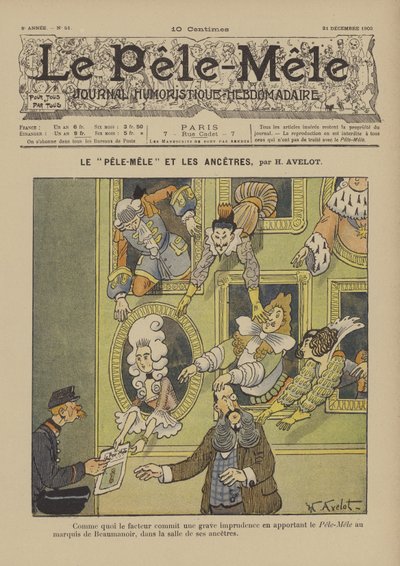 Le Pele-Mele et les ancêtres. Illustratie voor Le Pele-Mele, 1902 door Henri Avelot