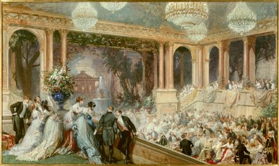 Diner in de Tuilerieën door Napoleon III. Een receptie onder het Tweede Keizerrijk door Henri Baron