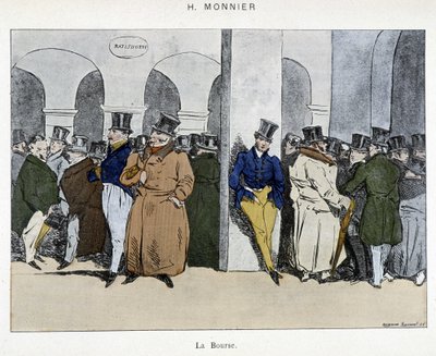 Zakenlieden van de Parijse Beurs - tekening door Henri Monnier, begin 19e eeuw door Henri Bonaventure Monnier