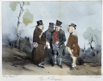 Les politiques - in "Esquisses parisiennes" door Henri Monnier, ed. Delpech, Parijs door Henri Bonaventure Monnier