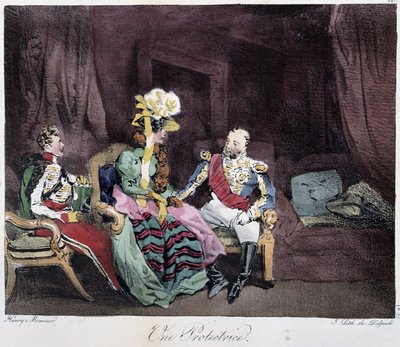 Une protectrice - in "Esquisses parisiennes" door Henri Monnier, ed. Delpech, Parijs door Henri Bonaventure Monnier