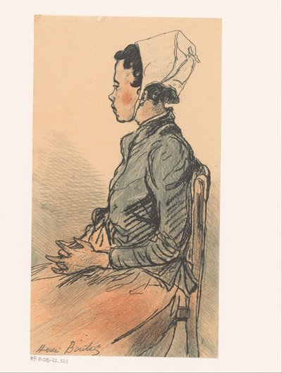 Zijaanzicht van een jonge vrouw op een stoel door Henri Boutet