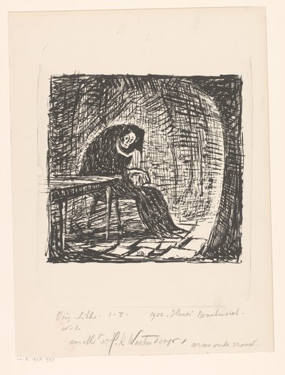 Arme oude vrouw door Henri Braakensiek (signed by artist)