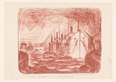 Haven van Antwerpen door Henri Braakensiek (signed by artist)