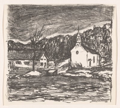 Heuvellandschap met kerk door Henri Braakensiek (signed by artist)