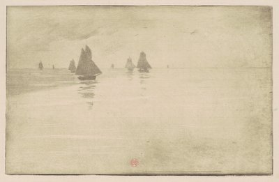 Boten in een Ochtendmist door Henri Charles Guérard