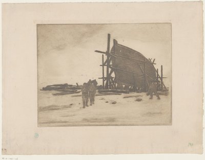 Boot in aanbouw door Henri Charles Guérard