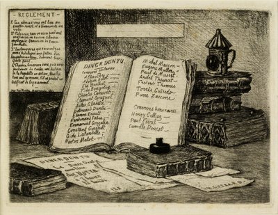 Boeken en lantaarn, 1880 door Henri Charles Guérard