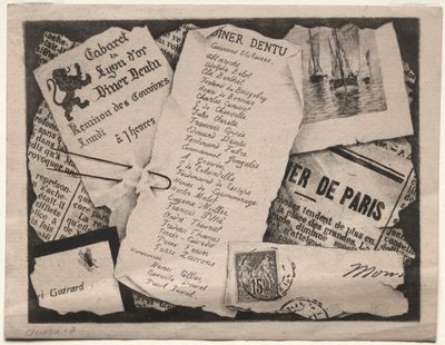 Dineruitnodiging, ca. 1882 door Henri Charles Guérard