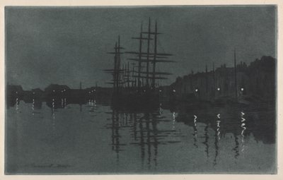 Effect van de Maan in Dieppe, c. 1885 door Henri Charles Guérard