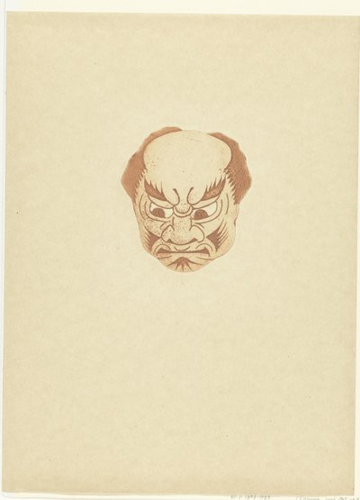 Masker met gezicht van man door Henri Charles Guérard