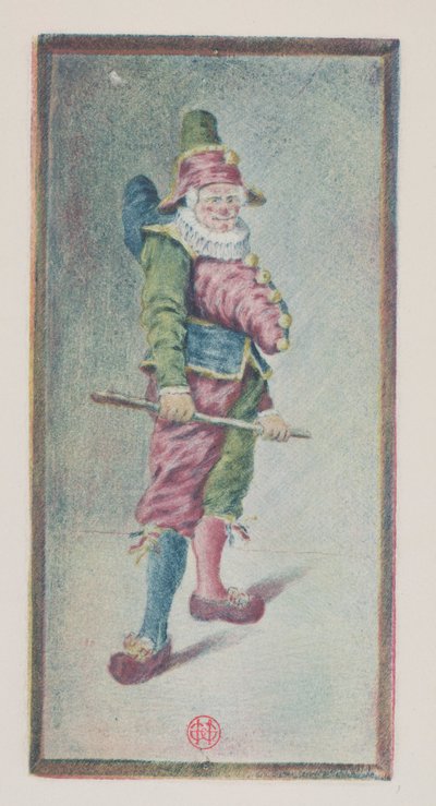 Punchinello, driekwart naar rechts, ca. 1887 door Henri Charles Guérard