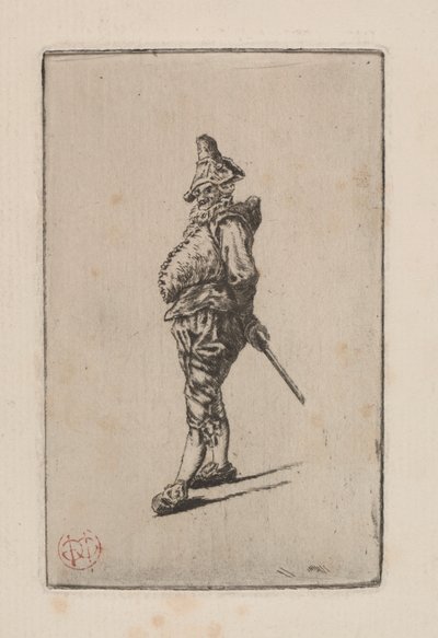 Punchinello, naar Meissonier door Henri Charles Guérard