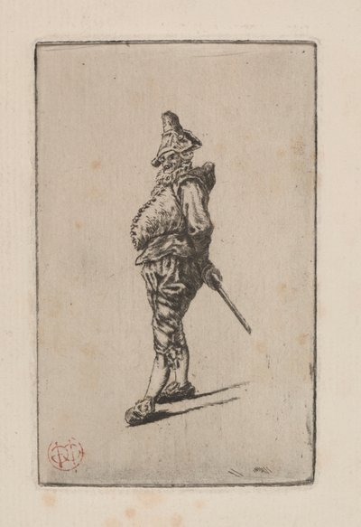 Punchinello, naar Meissonier door Henri Charles Guérard