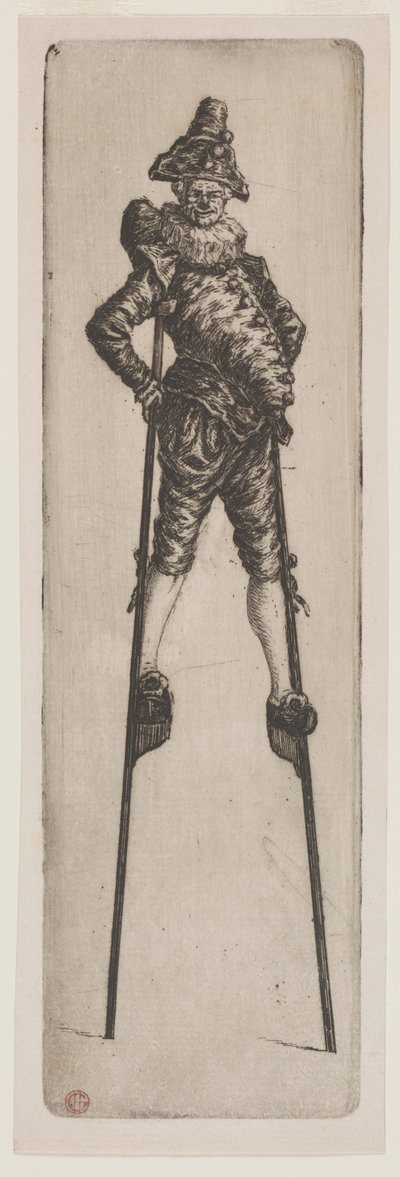 Punchinello op Stelten door Henri Charles Guérard