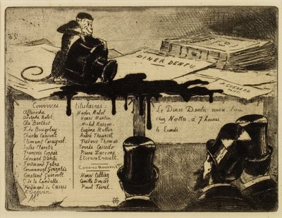 Aap die een inktpot omverwerpt, 1881 door Henri Charles Guérard