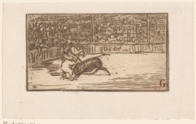 Stierenvechter in een arena door Henri Charles Guérard