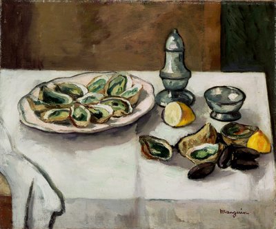 Stilleven met oesters door Henri Charles Manguin