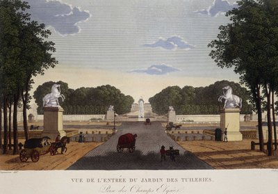 Ingang van de Tuilerietuin uitzicht op de Champs-Elysées, circa 1820 - in “Vues de Paris” door Courvoisier door Henri Courvoisier Voisin