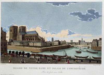 De kerk van Notre-Dame en het paleis van de Aartsbisschop - in 