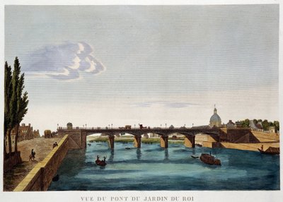 Zicht op de Koningsbrug (Austerlitzbrug) - Parijs door Henri Courvoisier Voisin