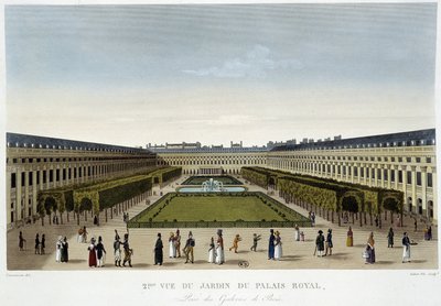 Uitzicht op de Koninklijke Paleistuin - in “Views of Paris” door Courvoisier door Henri Courvoisier Voisin