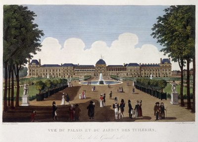 Uitzicht op het paleis en de tuin van de Tuileries - in “Vues de Paris” door Courvoisier door Henri Courvoisier Voisin