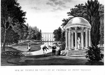 Uitzicht op de tempel van Venus en het kasteel van de Peer Trianon in Versailles - tekening door Courvoisier door Henri Courvoisier Voisin