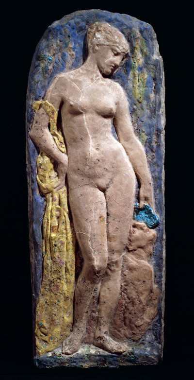 Plaquette in glaspasta die Circe afbeeldt door Henri Cros
