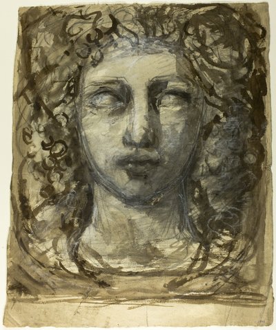 Studie van vrouwelijk hoofd (recto); Klassiek mannelijk hoofd (verso) door Henri Cros