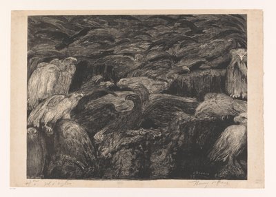Groep roofvogels door Henri De Groux (signed by artist)