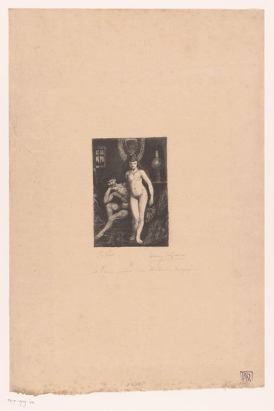Staande naakte vrouw en zittende naakte man door Henri De Groux (signed by artist)