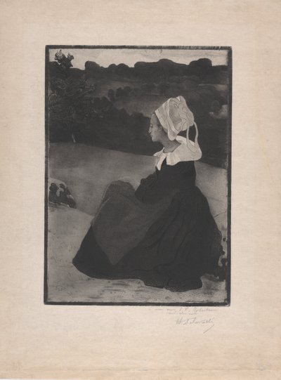 Zittende Bretonse Vrouw, c.1893 door Henri Delavallee