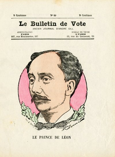 Ballot 2e serie, Satirisch in Kleuren: Prins de Leon - Illustratie van Henri Demare (1846-1888) door Henri Demare