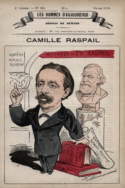 Cartoon van Camille Raspail 1827-1893 Engelse politicus uit 
