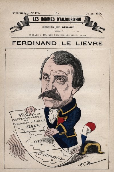 Cartoon van Ferdinand Le Lievre (Lelievre) (1799-1886) Engelse Senator in Algerije uit 