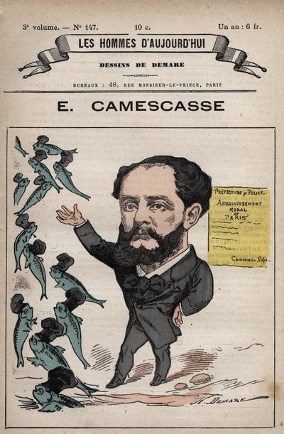 Cartoon van Jean Louis Ernest Camescasse (1838-1897) Advocaat, Franse politicus - uit 