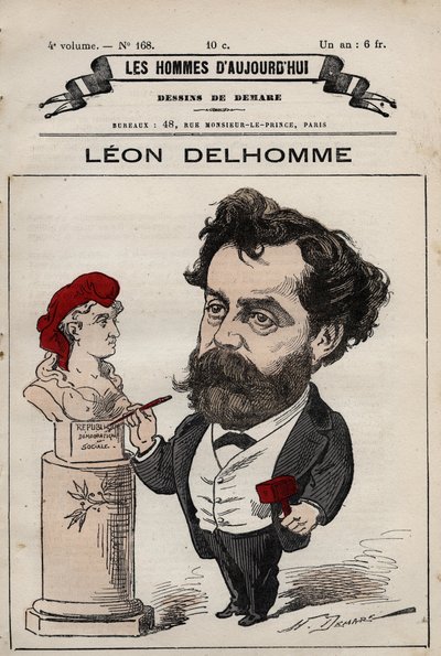 Cartoon van Leon Alexandre Delhomme (1841-1895) Franse beeldhouwer uit 