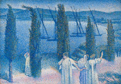 Nocturne met Cipressen Nocturne aux cyprès, 1896 door Henri Edmond Cross