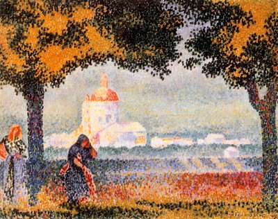 De kerk van Santa Maria degli Angeli bij Assisi, 1909 door Henri Edmond Cross