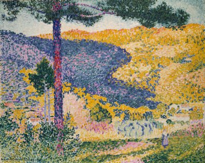Vallei met Dennenschaduw op de Berg, 1909 door Henri Edmond Cross