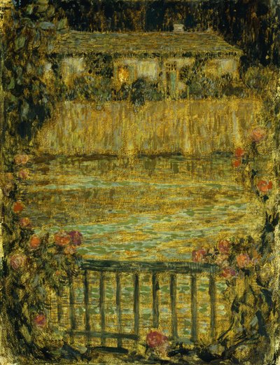 Een Huis bij het Water bij Schemering door Henri Eugene Augustin Le Sidaner