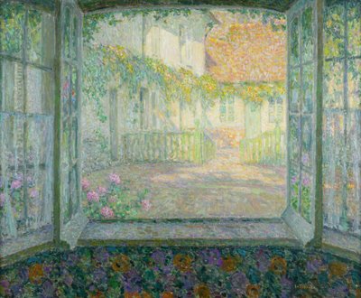 Binnenplaats vanuit een raam door Henri Eugene Augustin Le Sidaner