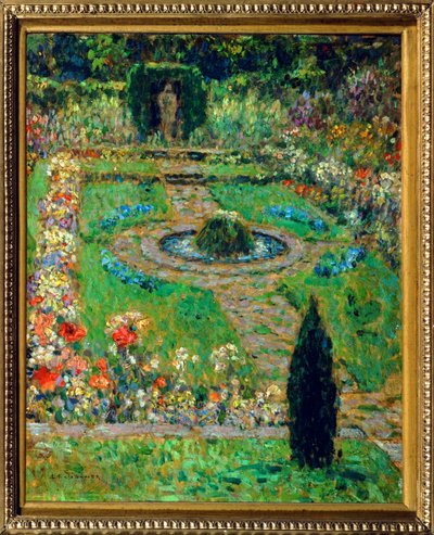 Hampton Court (schilderij op doek) door Henri Eugene Augustin Le Sidaner