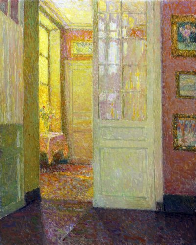 Interieur. Vensterlicht door Henri Eugene Augustin Le Sidaner