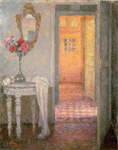 Interieur van een hal door Henri Eugene Augustin Le Sidaner