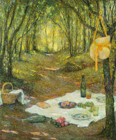 De Picknick in het Bos, Gerberoy door Henri Eugene Augustin Le Sidaner