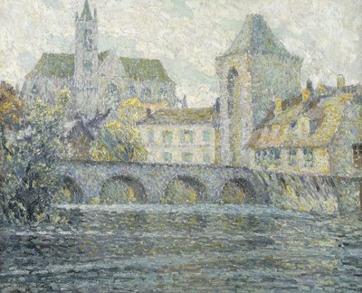 Moret Landschap, de Brug; Paysage Moret, Le Pont door Henri Eugene Augustin Le Sidaner