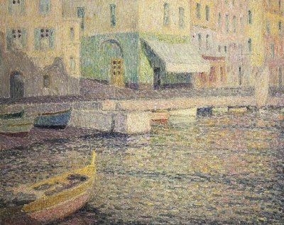 Haven in Villefranche Sur Mer door Henri Eugene Augustin Le Sidaner